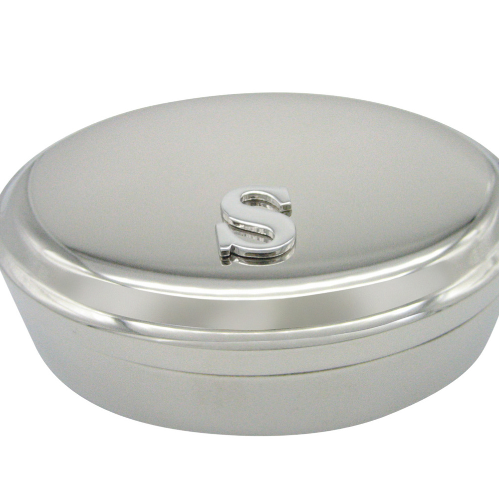 Letter S Monogram Oval Trinket Jewelry Box